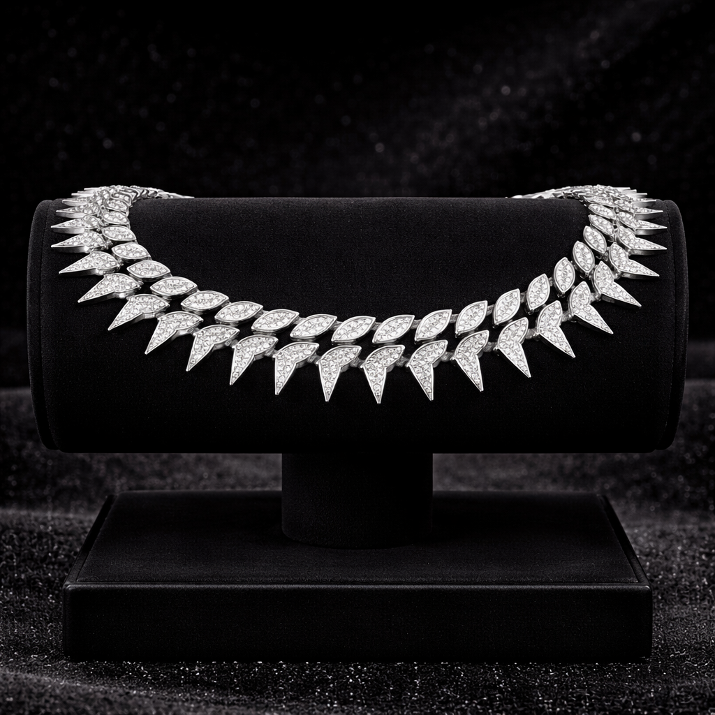 Brățară Cuban Silver Spike 24 mm