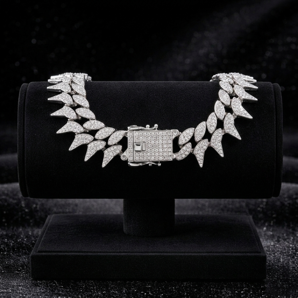Brățară Cuban Silver Spike 24 mm