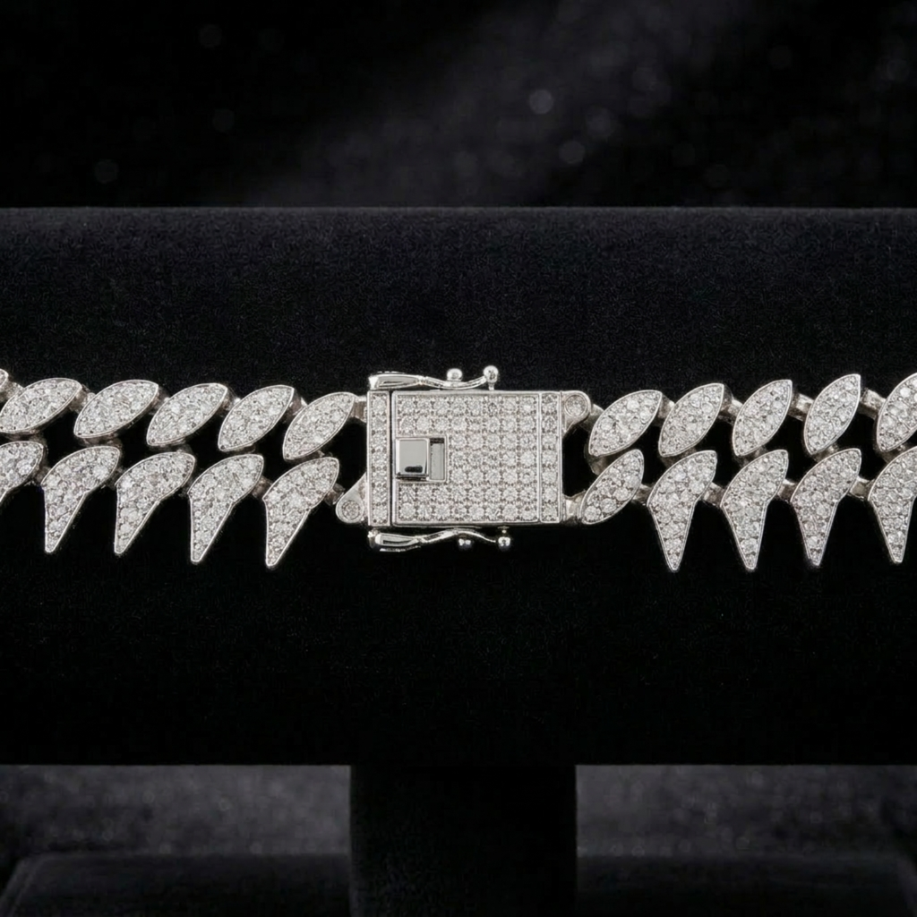 Brățară Cuban Silver Spike 24 mm