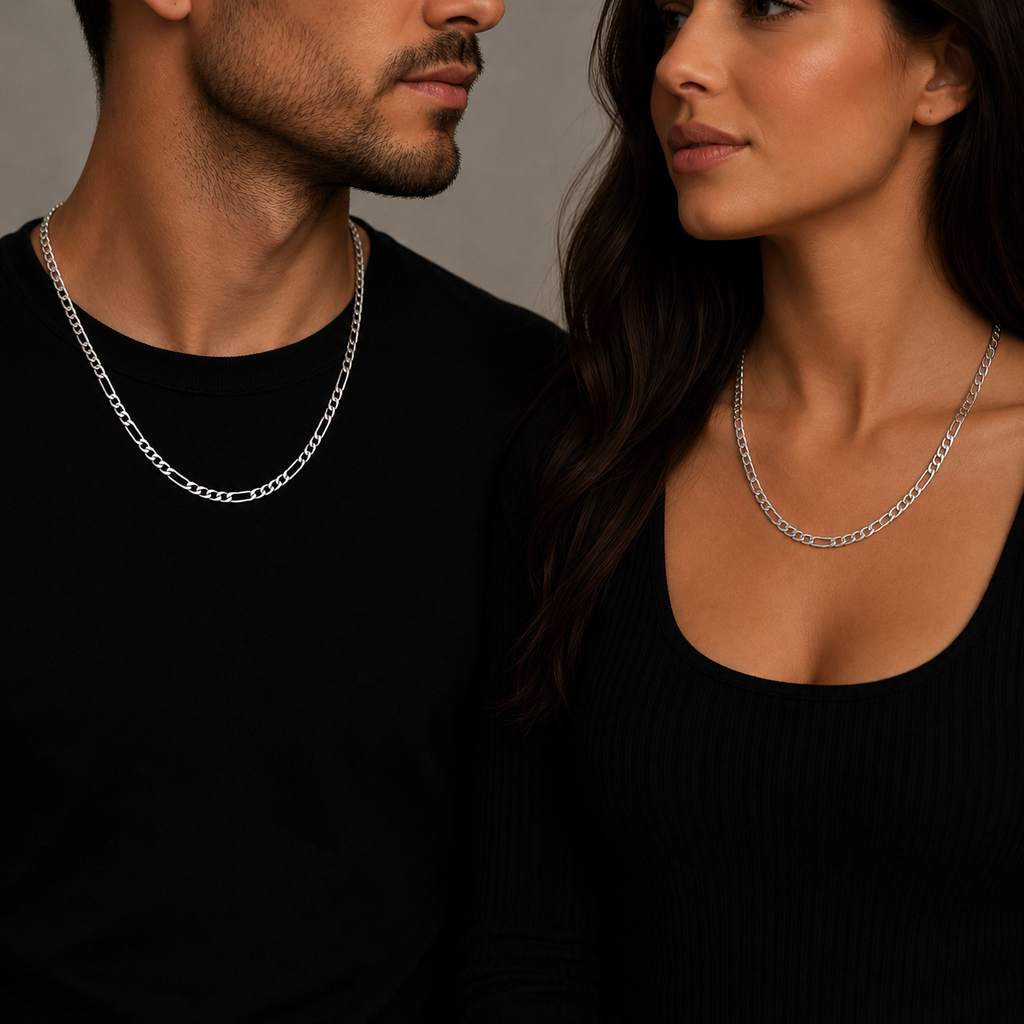 Colier Figaro — Placat Aur Alb 18k